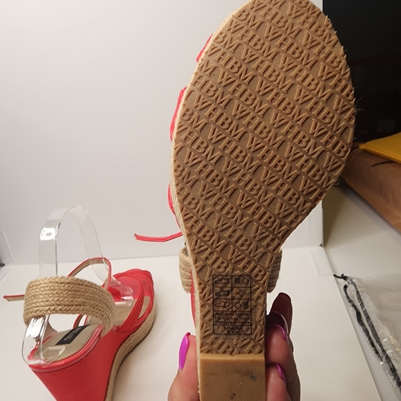NWOT White House Black Market Adaira Espadrille Wedge Heeled Sandals Red -No Box - Picture 5 of 7